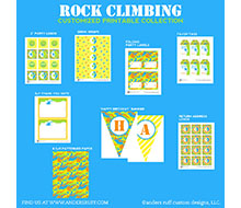 Rock Climbing Camo Birthday Party Printable Collection - Yellow and Green